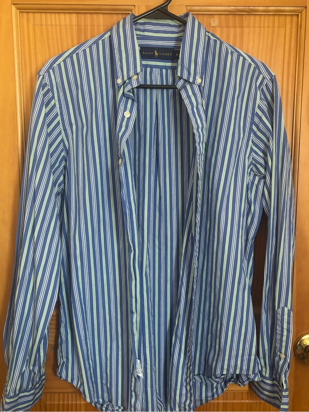 Ralph Lauren Blue and White Vertical Stripe Button-Down Shirt